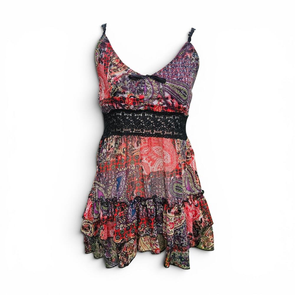 Euro Babydoll Cami Top Semi Sheer Boho - Size Medium